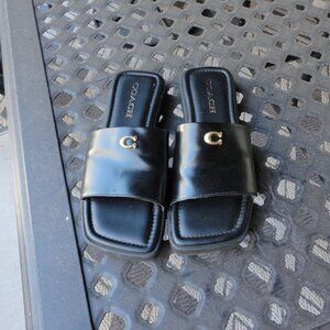 COACH Black Slip On Sliders Sandals Size 6